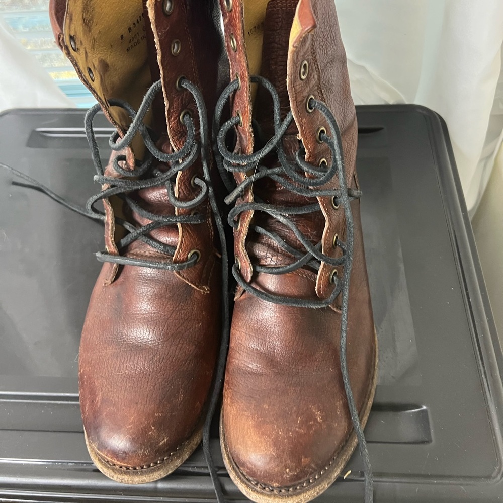 Frye Brown Lace Up Leather Boots